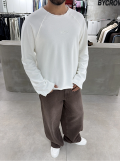 White Cut-Neck Oversize Sweatshirt