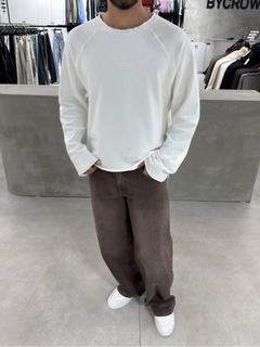 White Cut-Neck Oversize Sweatshirt