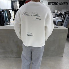 White Washed Cropped Oversize Sweatshirt