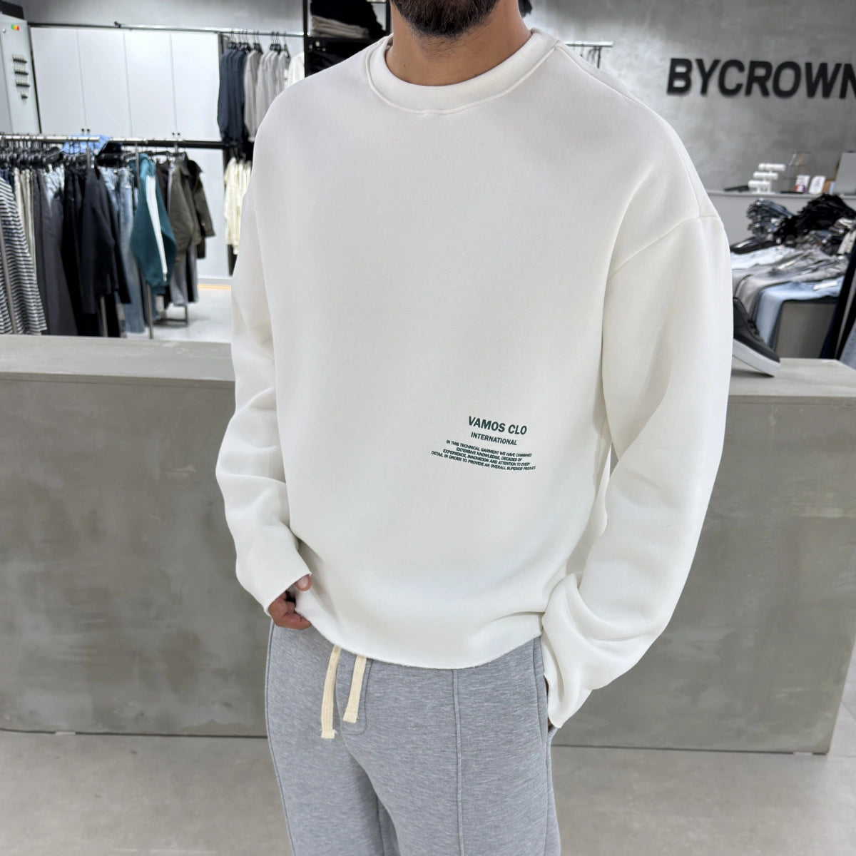White Washed Cropped Oversize Sweatshirt
