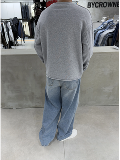 Grey Melange Money Cropped Oversize Sweatshirt