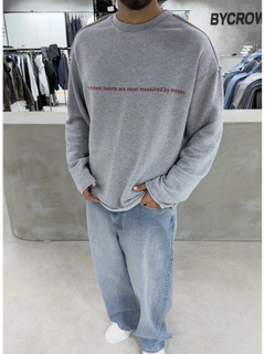 Grey Melange Money Cropped Oversize Sweatshirt